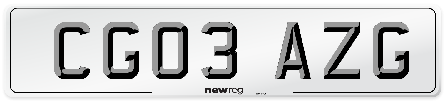 CG03 AZG Number Plate from New Reg